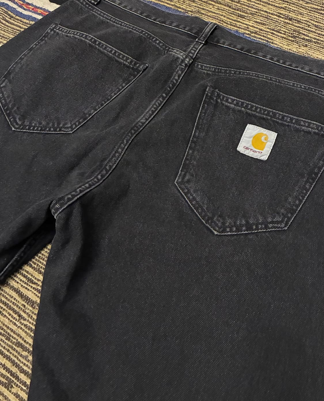 (34~36)칼하트 WIP 놀란 릴렉스 스트레이트 흑청 데님 블랙진 상품이미지7