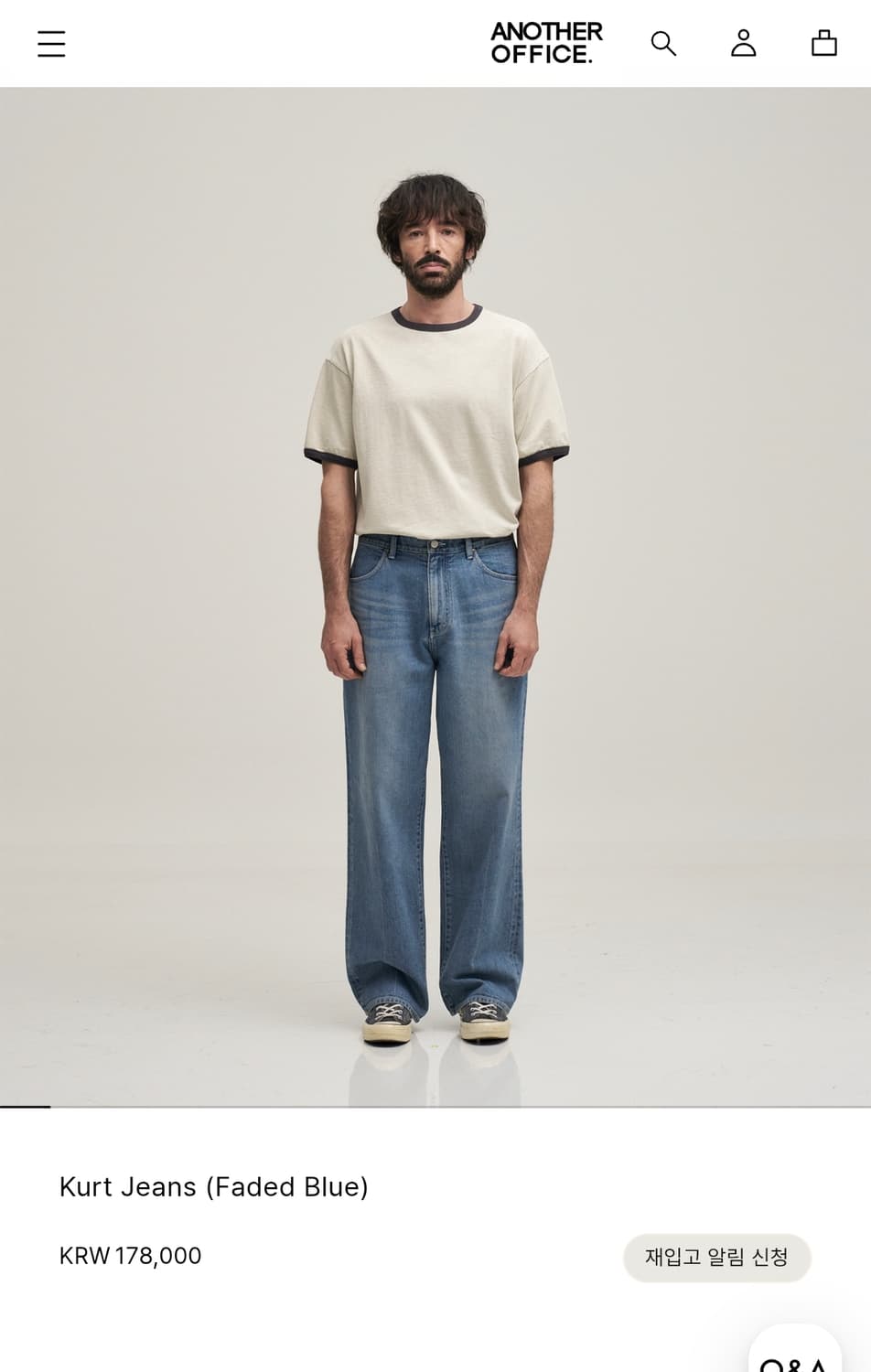 어나더오피스 kurt jeans(faded blue) 데님 2사이즈 상품이미지1