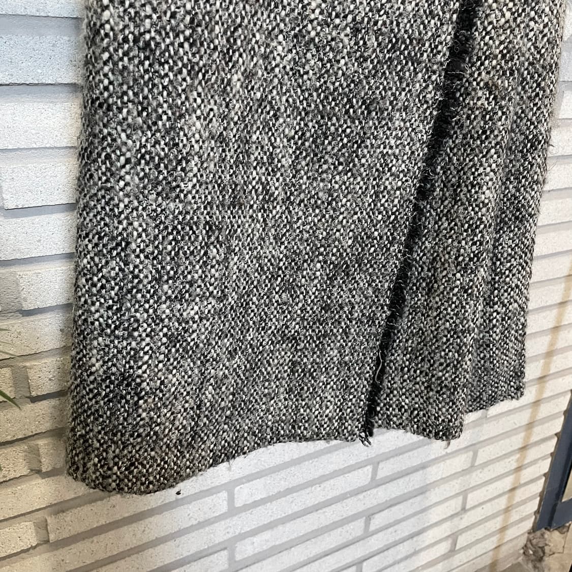 JPN VINTAGE 트위드 미디 랩 스커트 더블 버클 디테일 그레이 상품이미지5