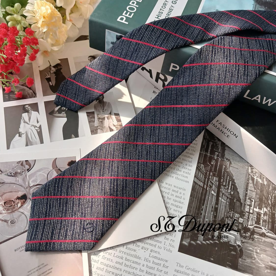 에스.티. 듀퐁 네이비 스트라이프 넥타이 8cm A+등급 E863
 상품이미지1