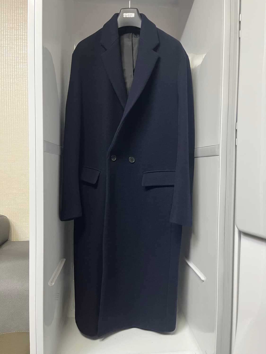 시스템옴므 다크네이버 더블 코트 100사이즈 상품이미지1