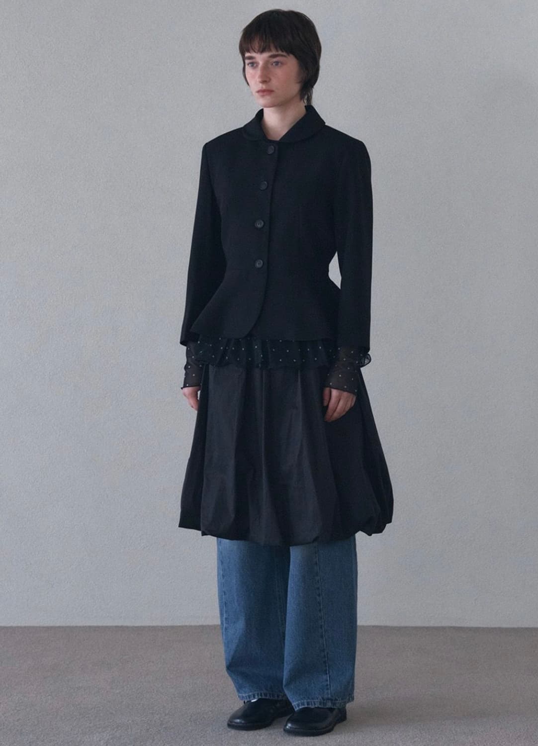바니쉬먼트 자켓 Round collar flare jacket_black 상품이미지2