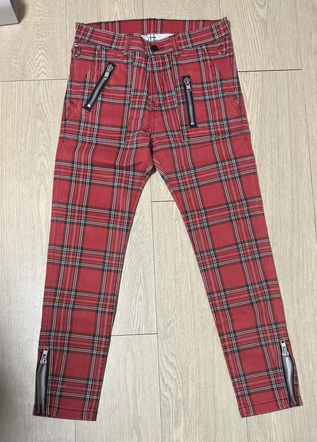 00s 일본 RNA 펑크 본디지 스키니 타탄 체크 팬츠 M사이즈 상품이미지2