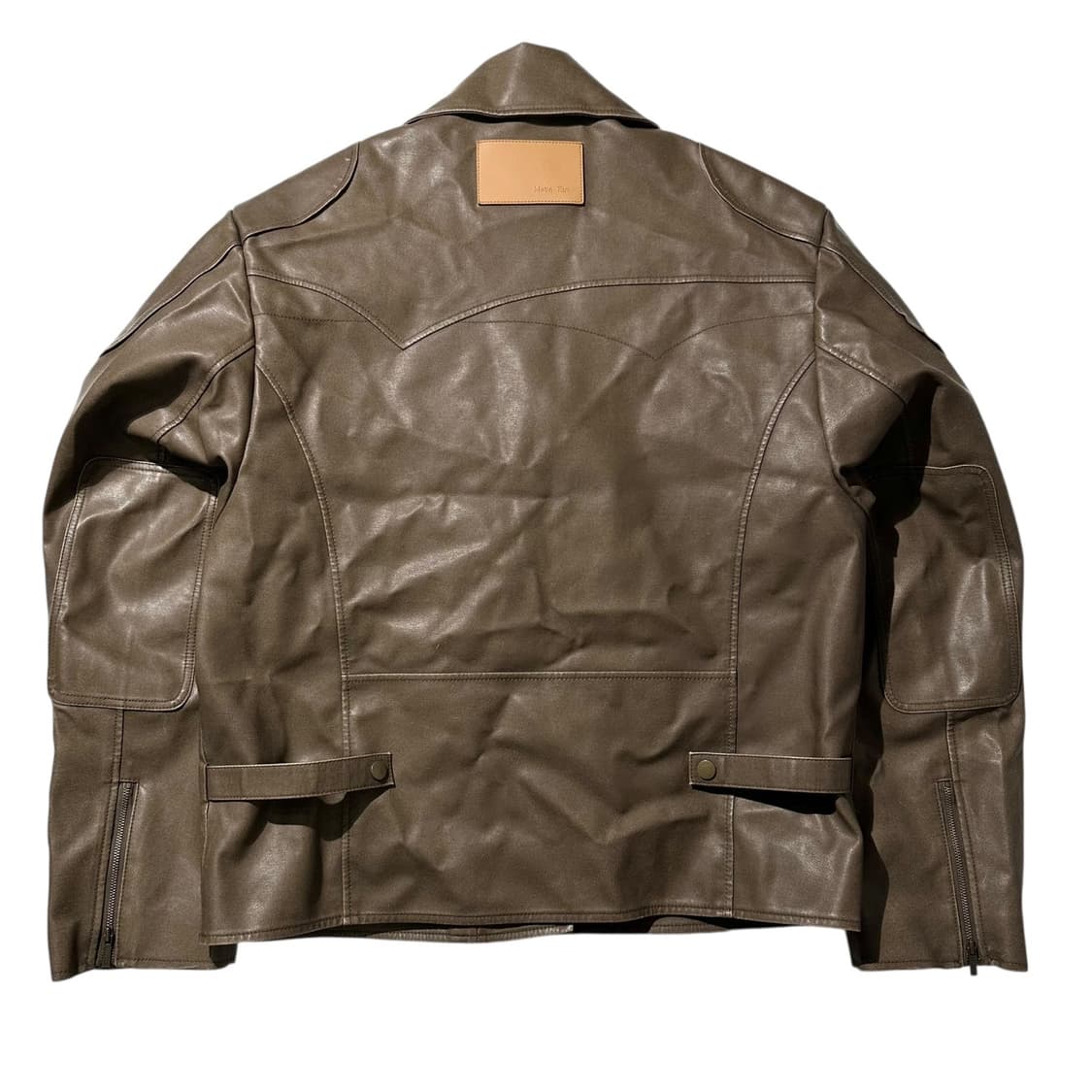 마뗑킴 빈티지 워시드 포우 레더 점퍼 브라운 라이더 자켓 상품이미지3