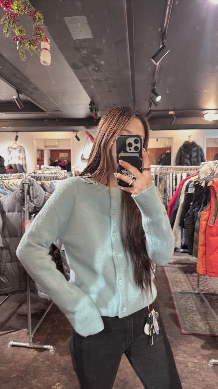 앤아더스토리즈 베이직 스카이블루 울 니트 가디건 M 상품이미지8