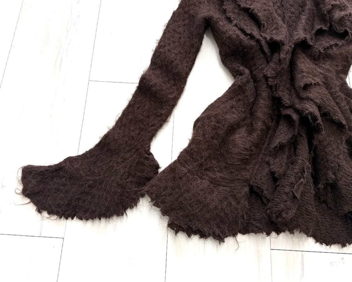 Deep Brown Fairy Wavy Wool Cardigan 상품이미지7