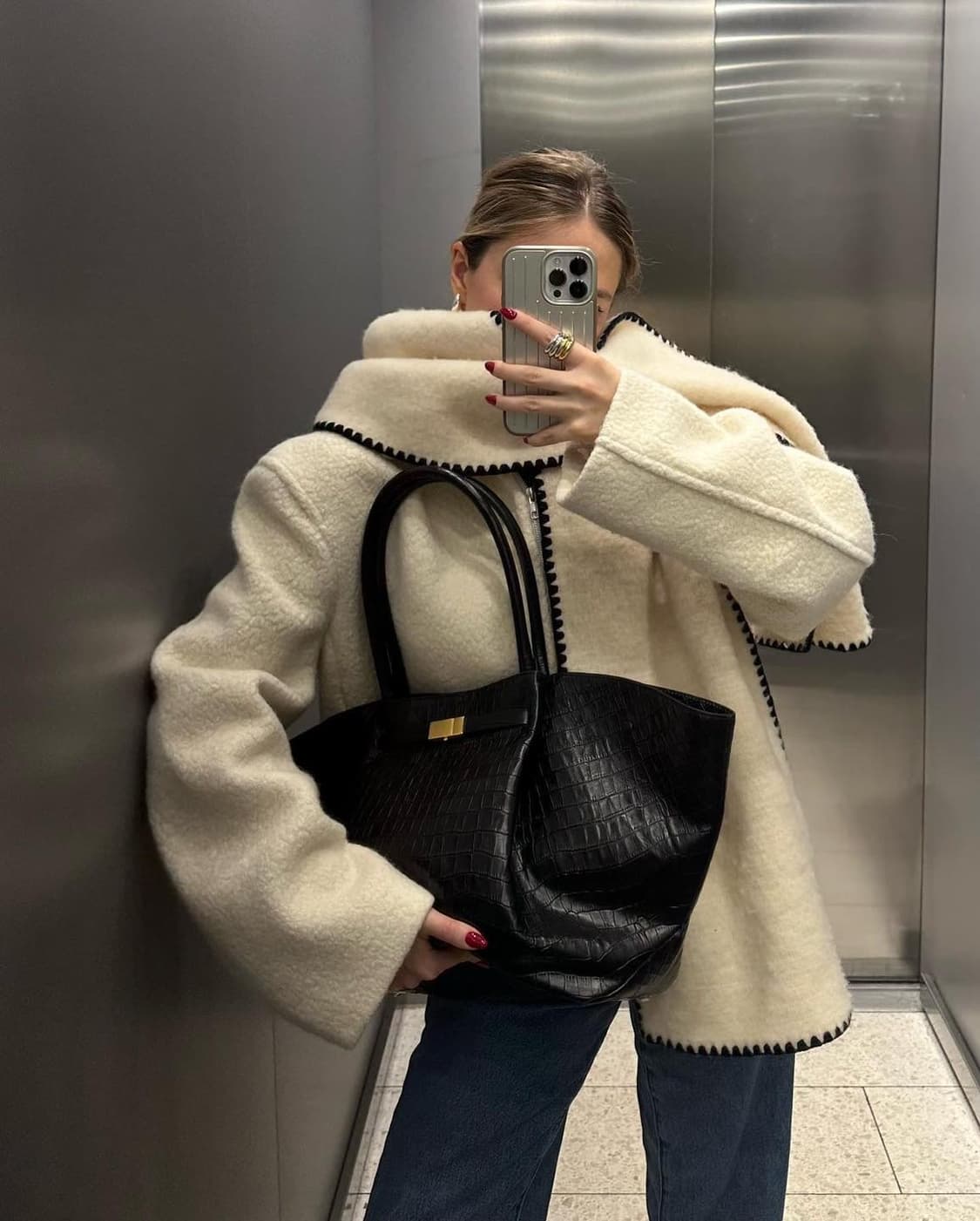 아르켓 토템맛 블랭킷 스티치 스카프 화이트 상품이미지1