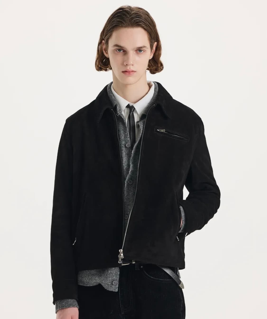 (새상품, 토니웩맛) 커넥트킨록 스웨이드 레이서 집업 재킷 s사이즈 상품이미지2