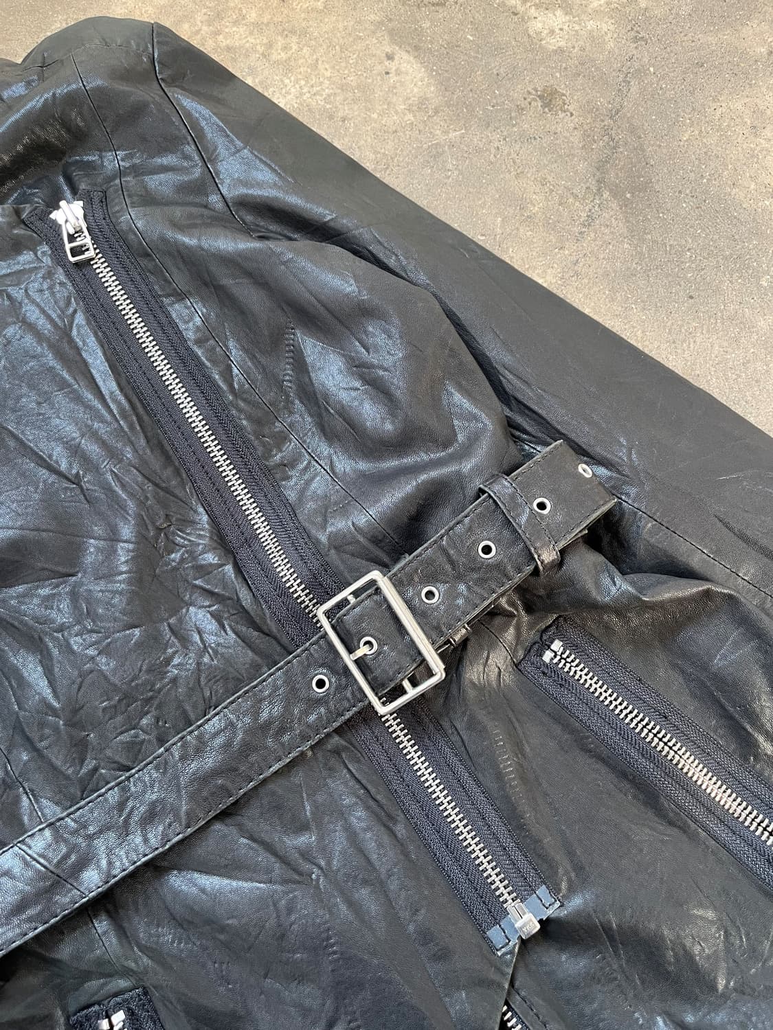 Adidas silver 리얼레더 모터 라이더 자켓  상품이미지4