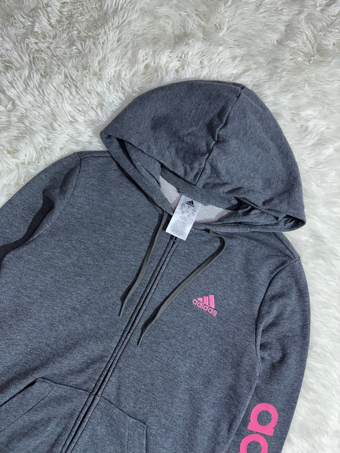 아디다스 핑크 사이드로고 그레이 후드집업  상품이미지5