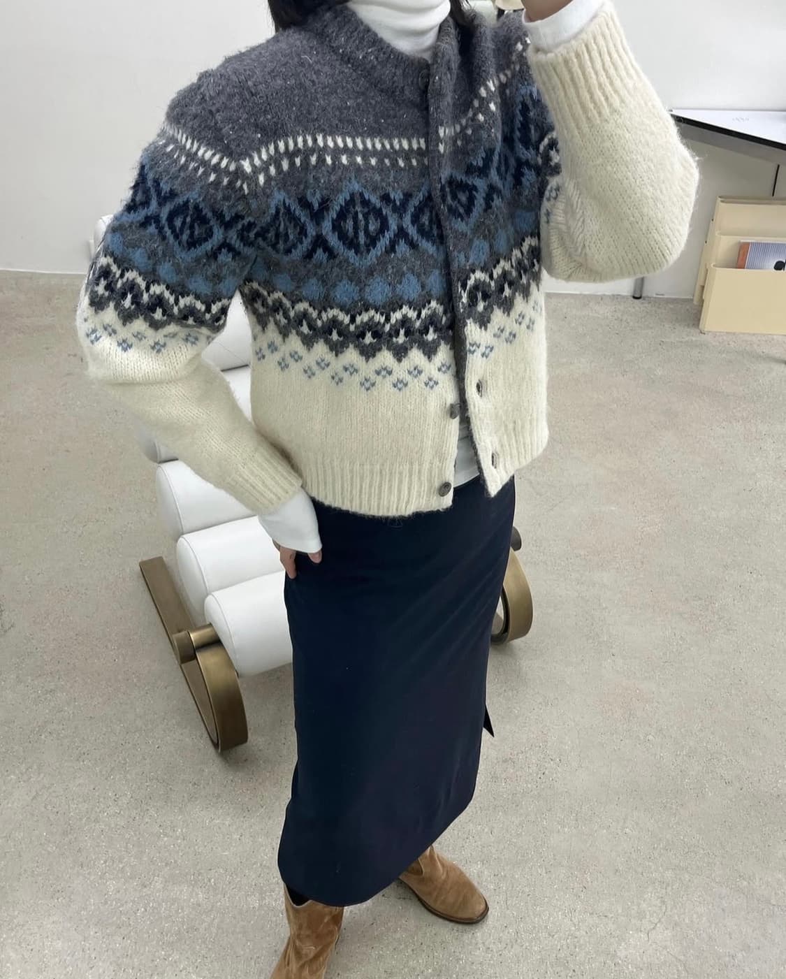 택O) 그로브 노르딕 가디건 그레이 상품이미지2