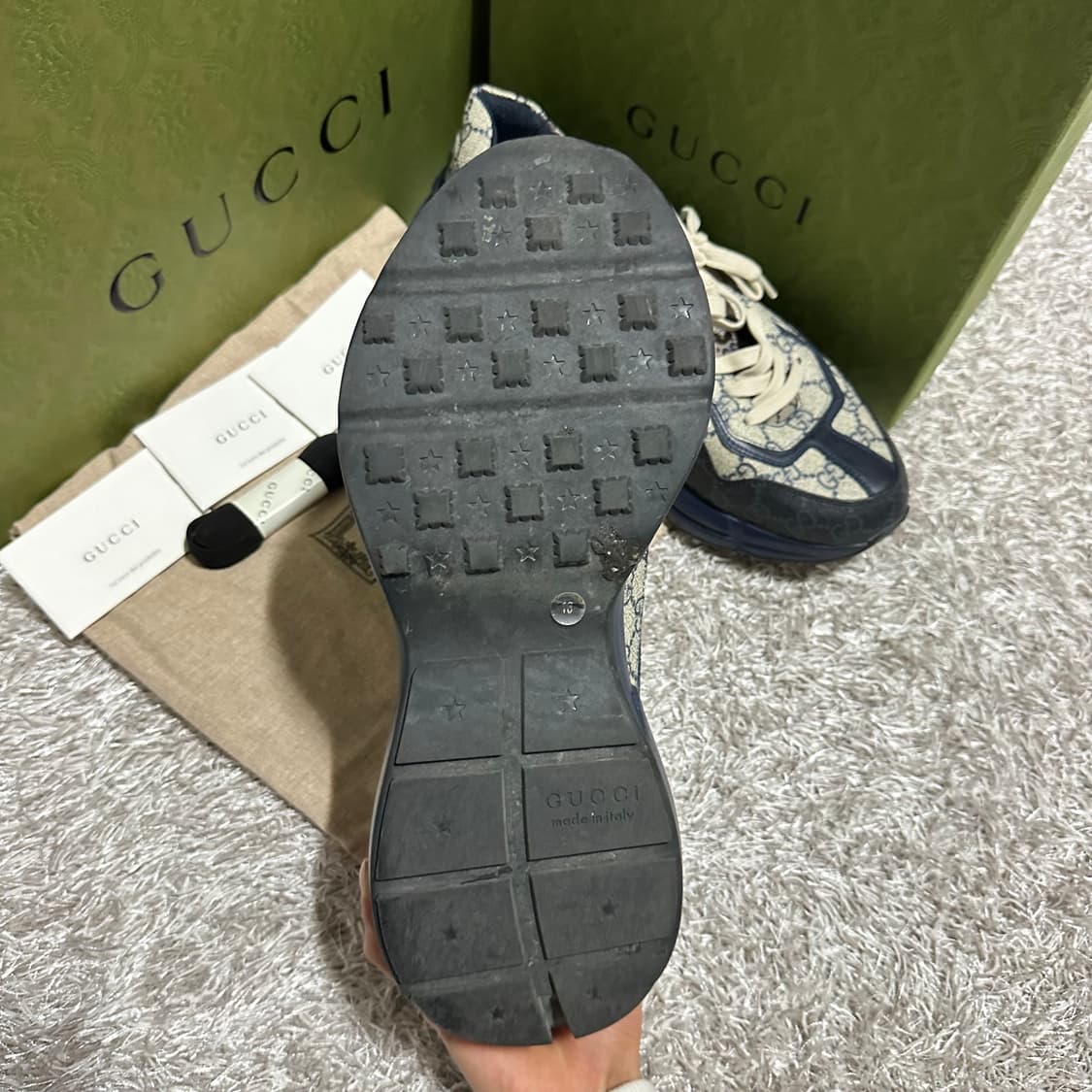 [정품] 구찌 GG 캔버스 라이톤 네이비 스니커즈 285 풀구성품 상품이미지6