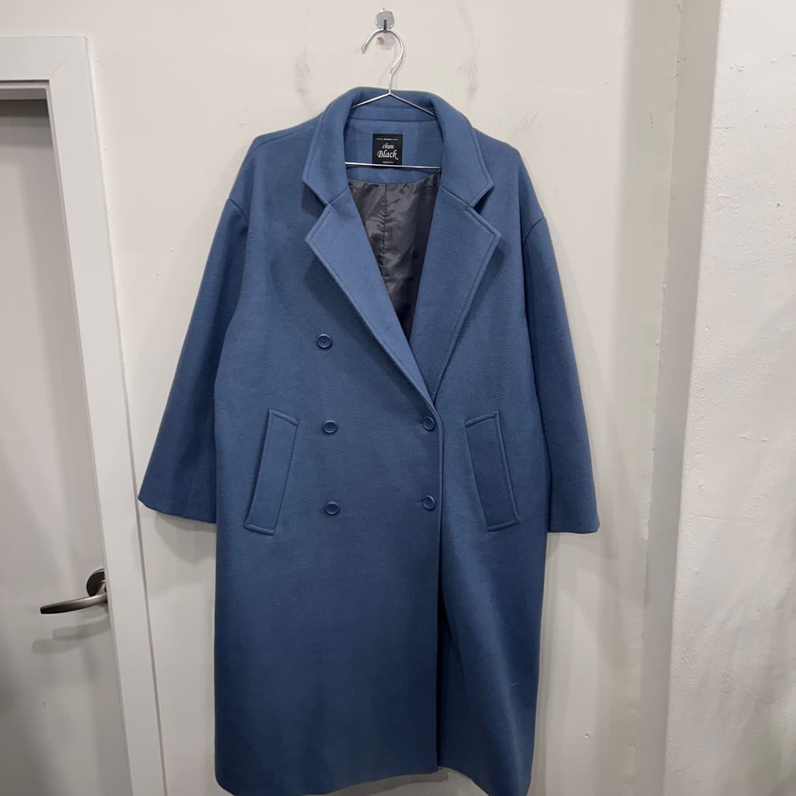 츄 블랙 울 더블버튼 스탠다드 롱코트 상품이미지2