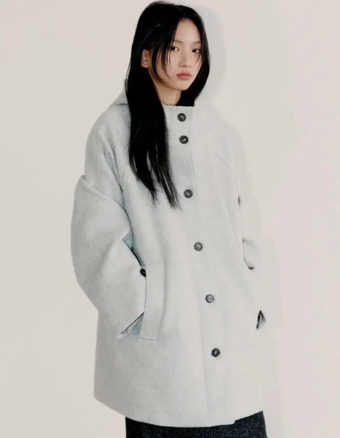 오피쉬 울 하프코트 그레이 상품이미지1