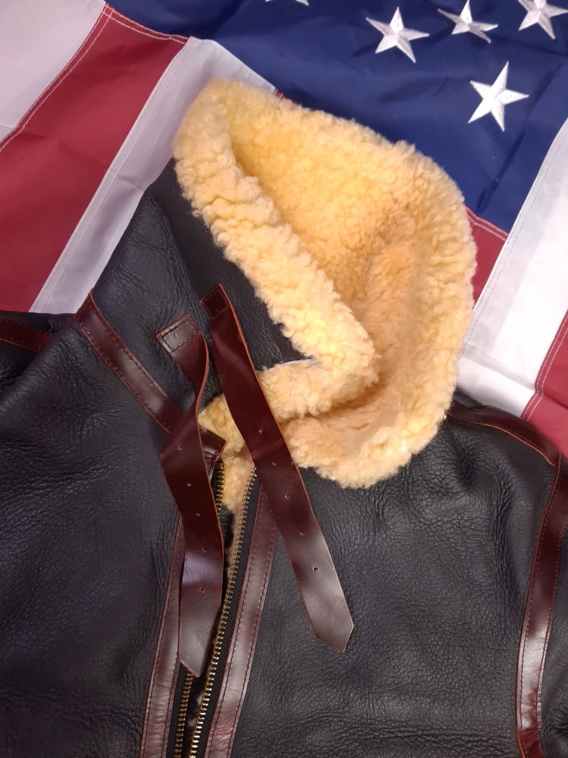 새제품 WW2 대전용 밀리터리 리얼레더 B-6 항공 폭격기 무스탕 상품이미지10