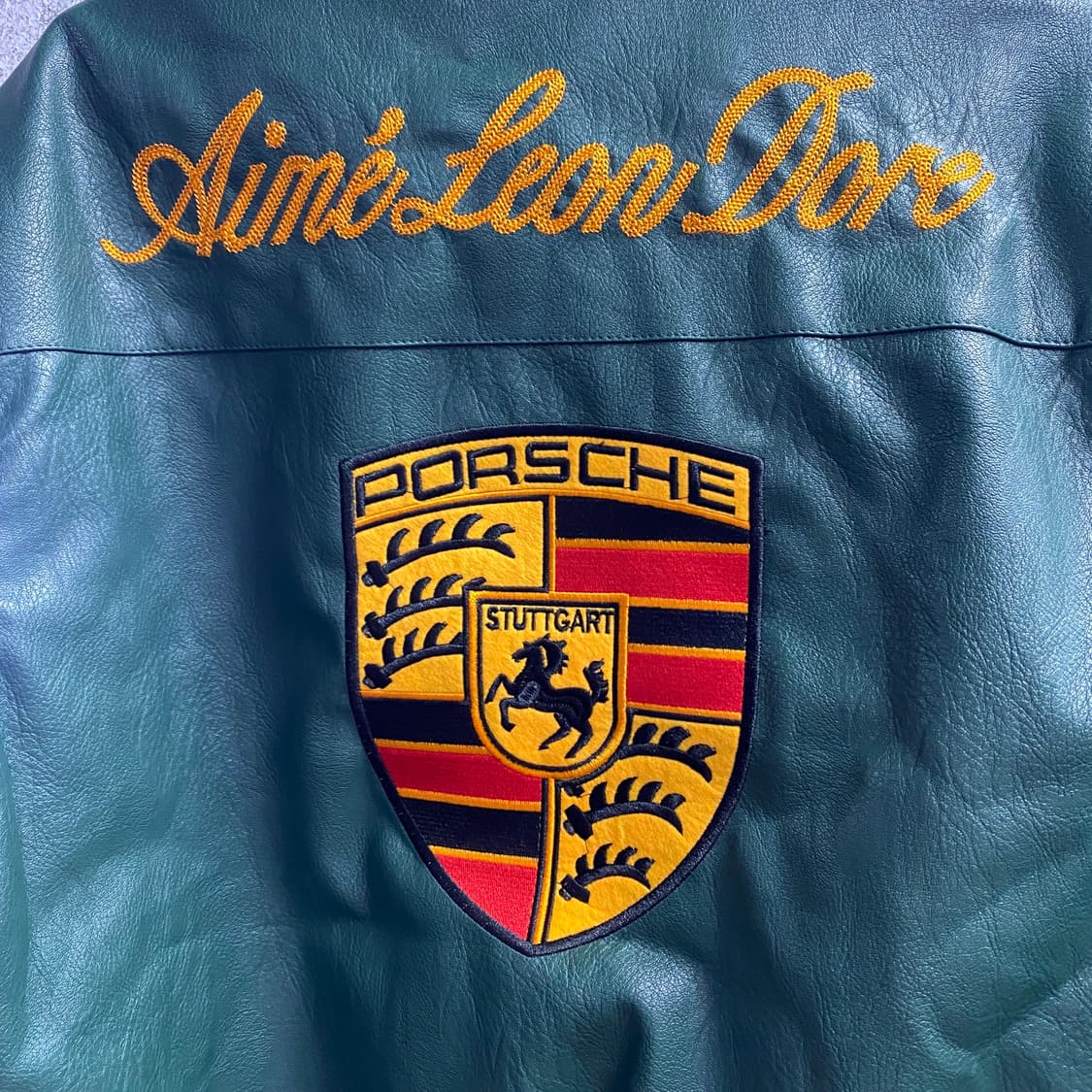 포르쉐 빅패치로고 그린 레더자켓 B3698 상품이미지7