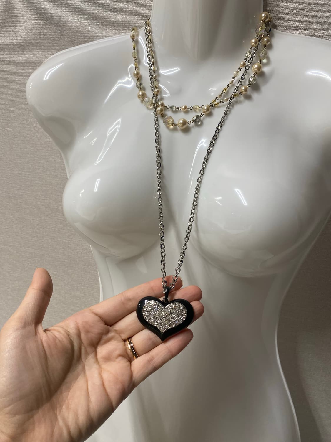 블랙 크리스탈 하트 목걸이 상품이미지4