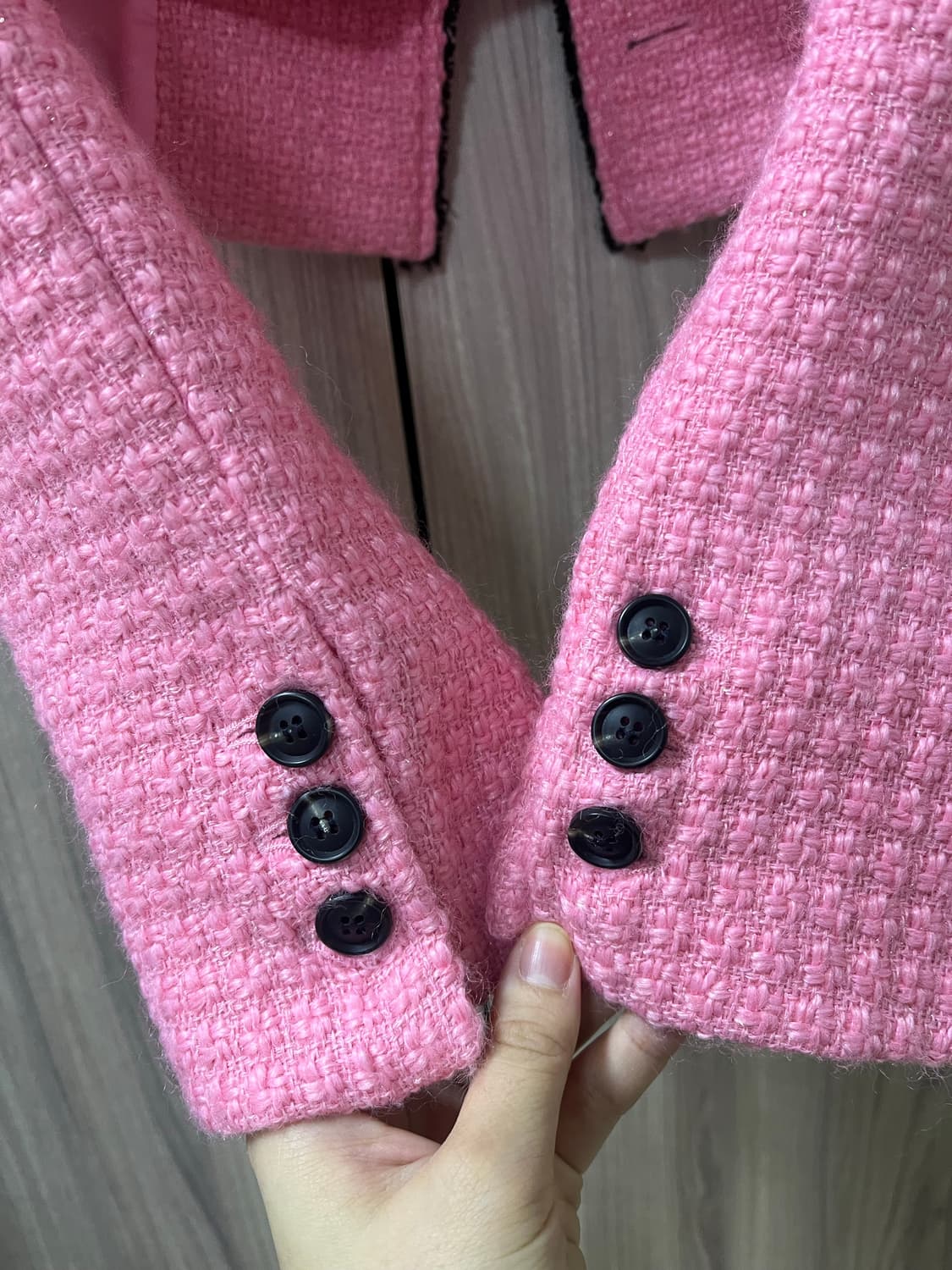 에트몽 트림트위드자켓 핑크 S(2회착용 사용감없음) 상품이미지3