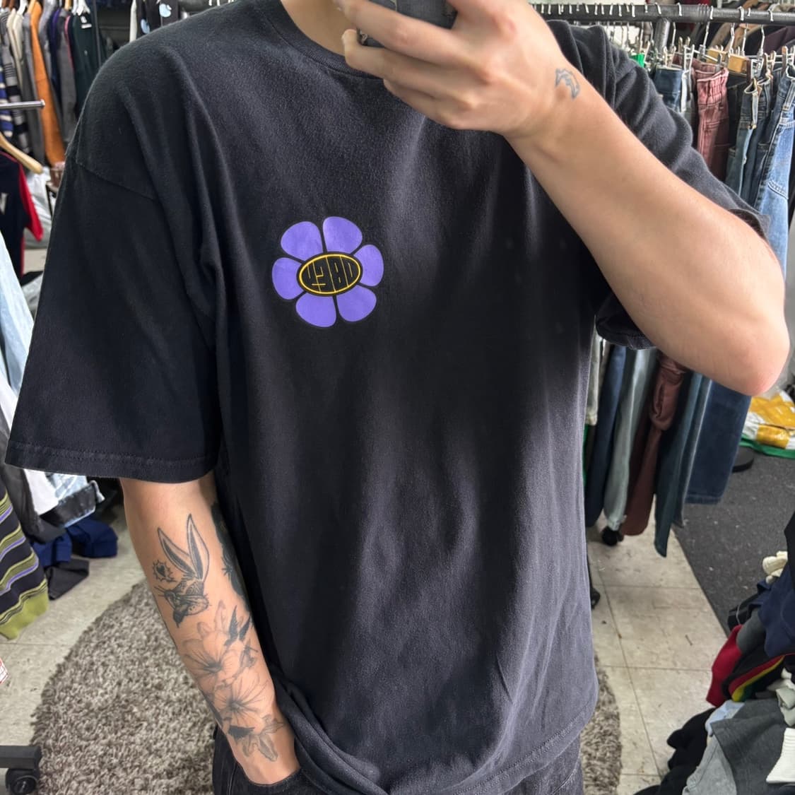 L 오베이 OBEY 블랙워디스 프린팅 면 반팔티 상품이미지1