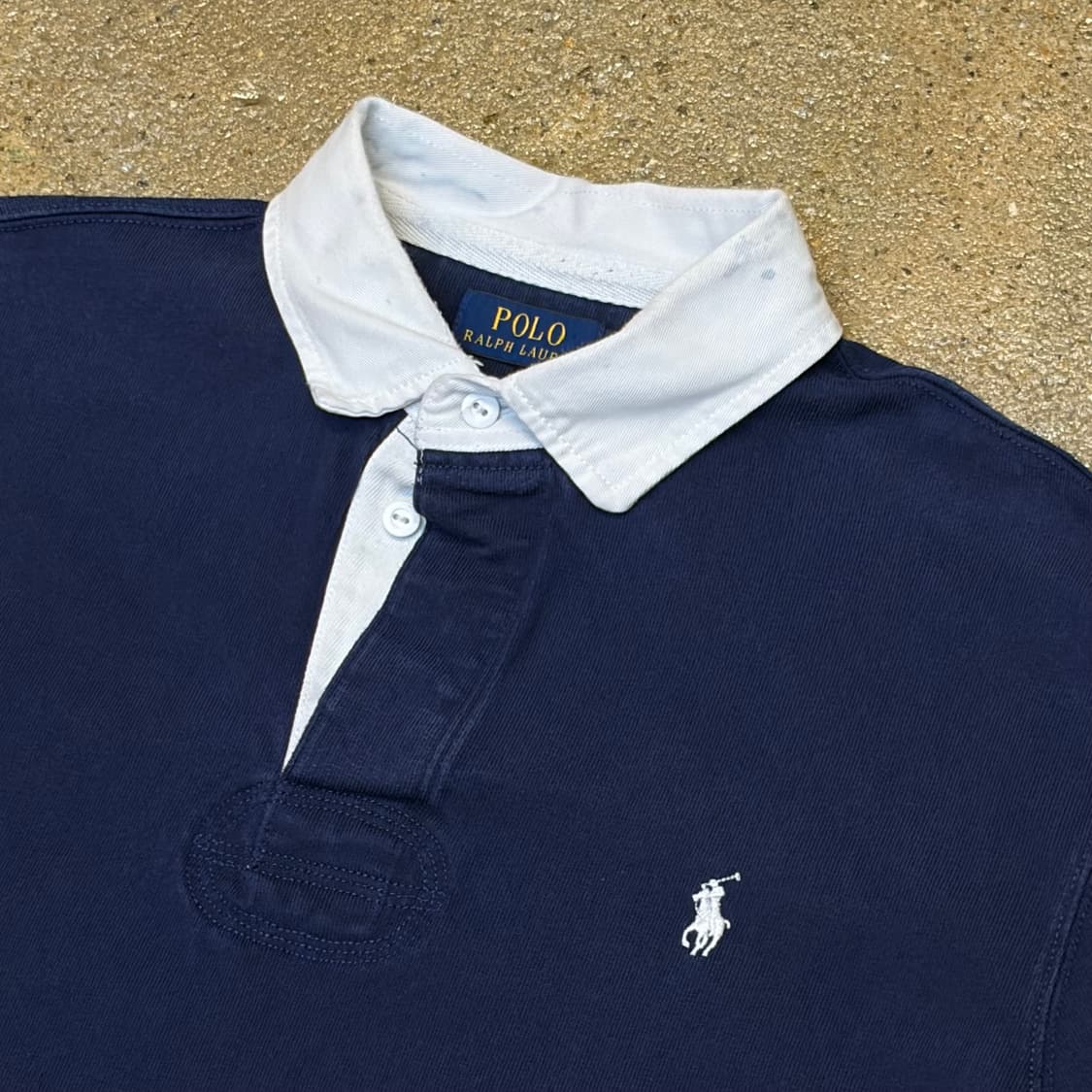 레어 10s 미국 빈티지 폴로랄프로렌 헤비코튼 럭비티 카라티 상품이미지3