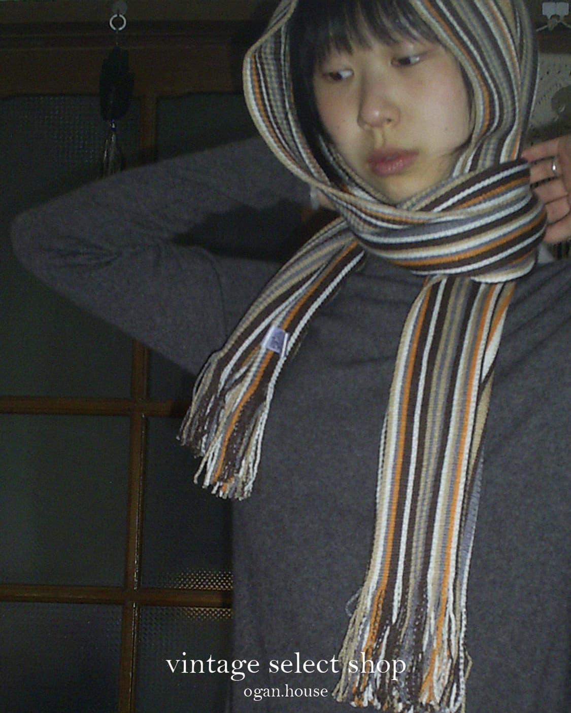 vintage butter check muffler 상품이미지2