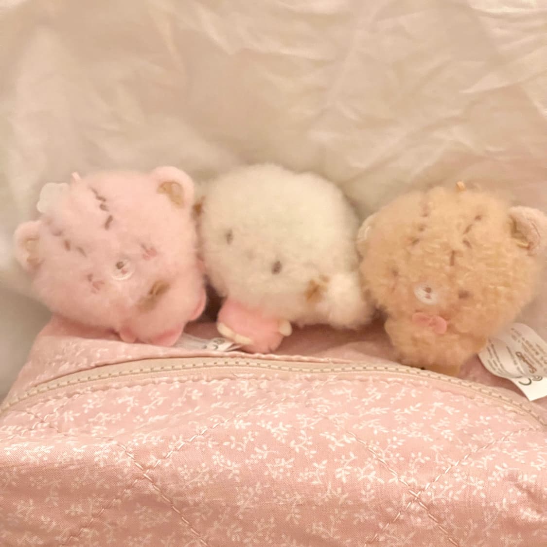 산리오 코기뮹 쿠마 핸드메이드 마스코트 키링 인형 핑크 브라운 상품이미지5