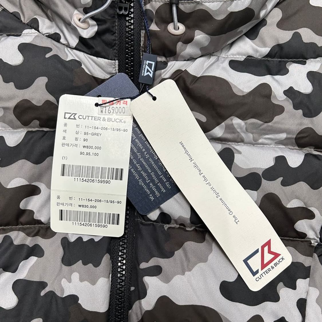 [새상품] 커더벅 카모 후드 구스패딩 90 상품이미지5