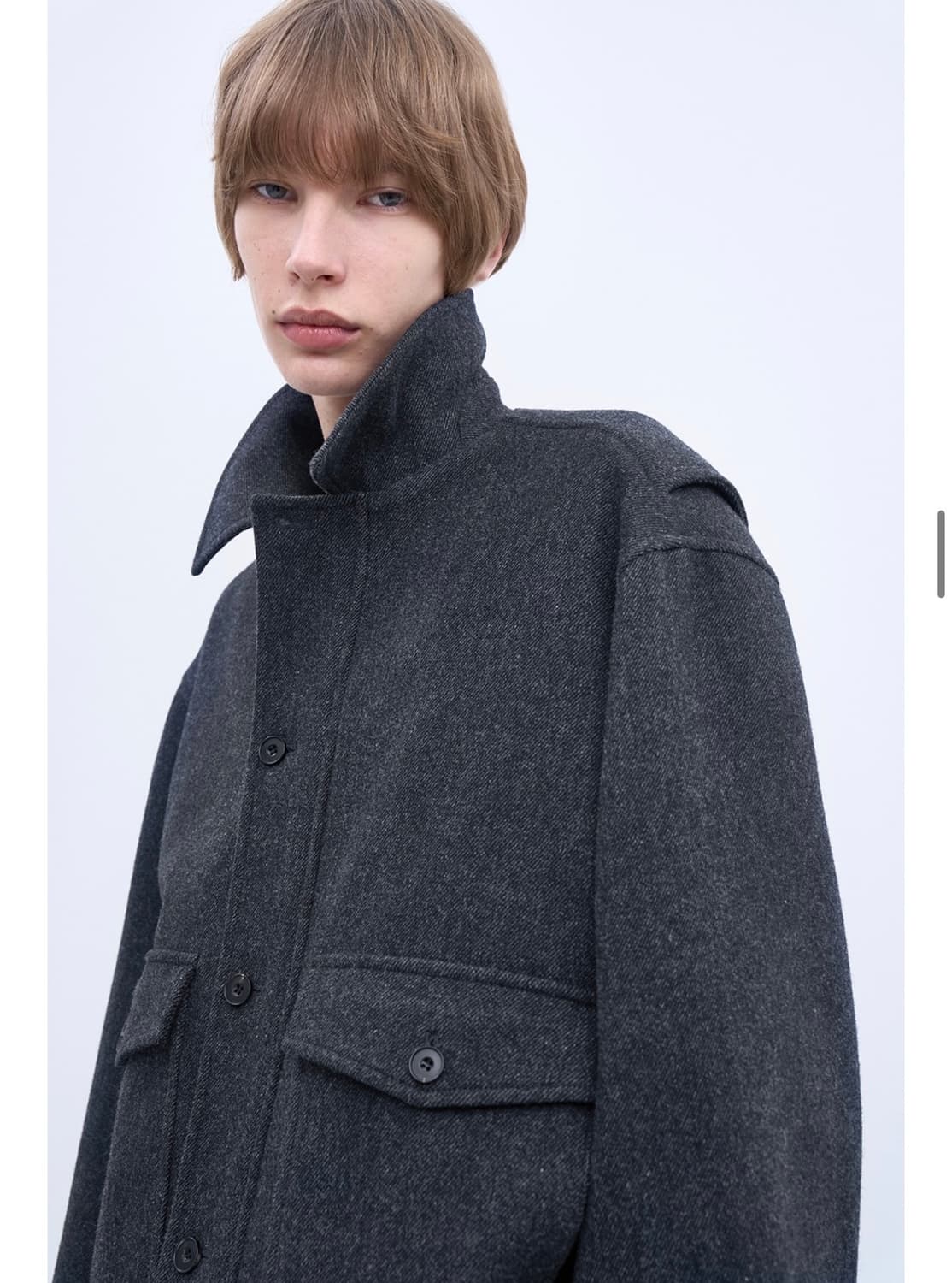 [M] 애프터프레이 A-2 울 블루종 차콜  상품이미지4