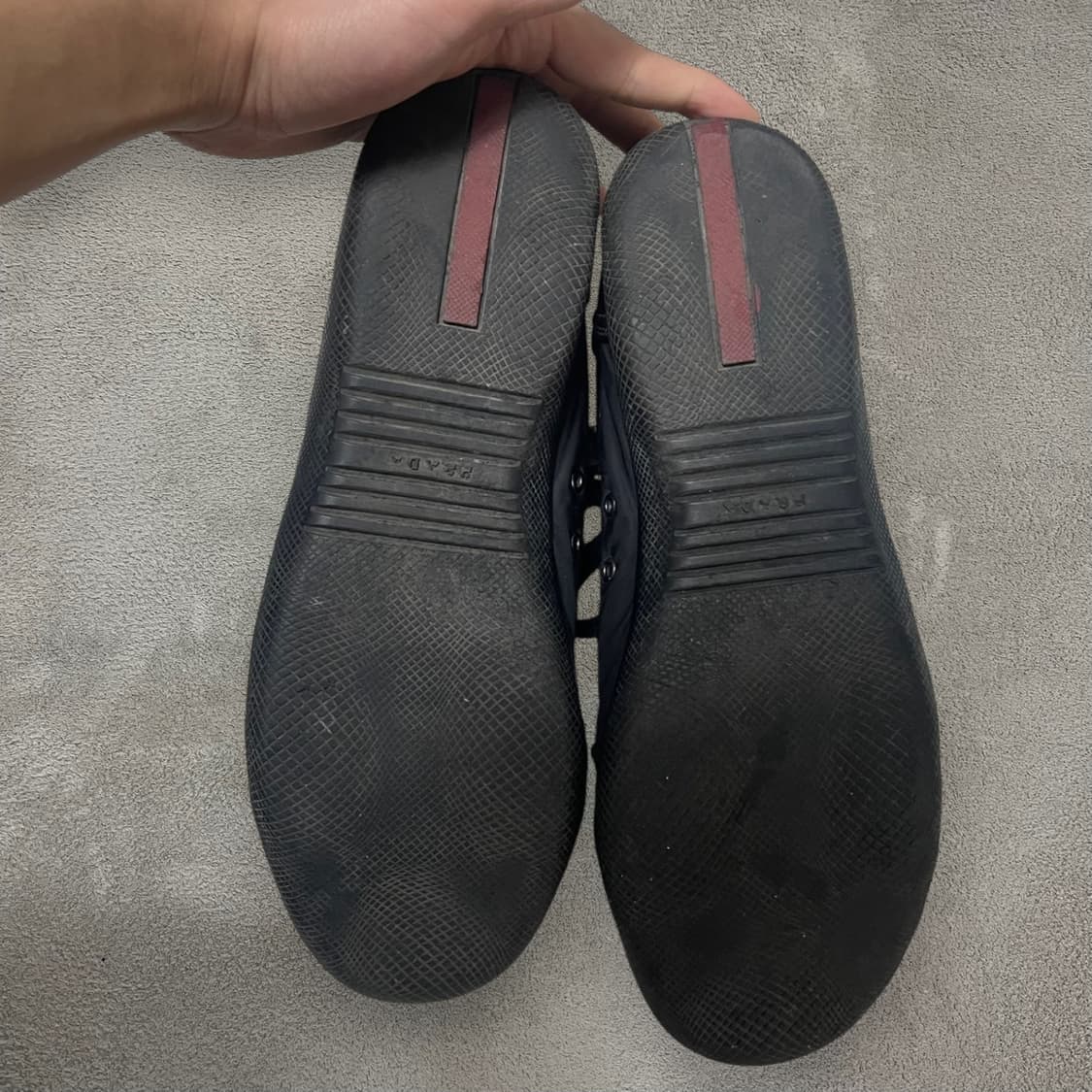 255~260) 프라다 로고 레더 나일론 스니커즈 신발 블랙 상품이미지9