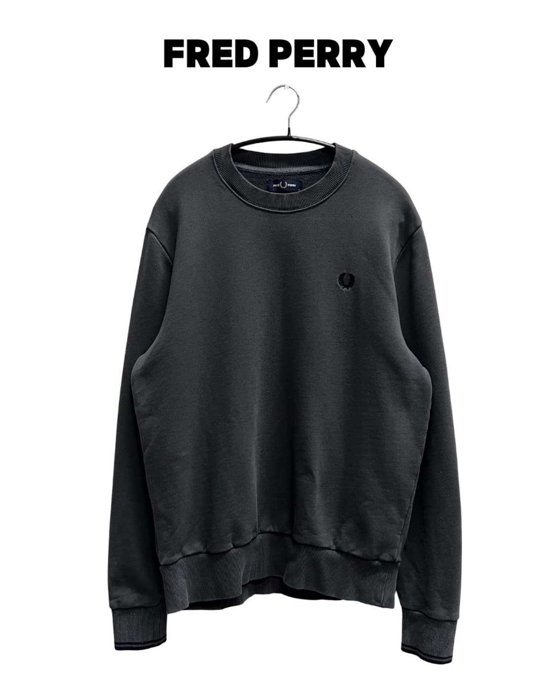 프레드페리 자수로고 맨투맨 차콜 상품이미지1