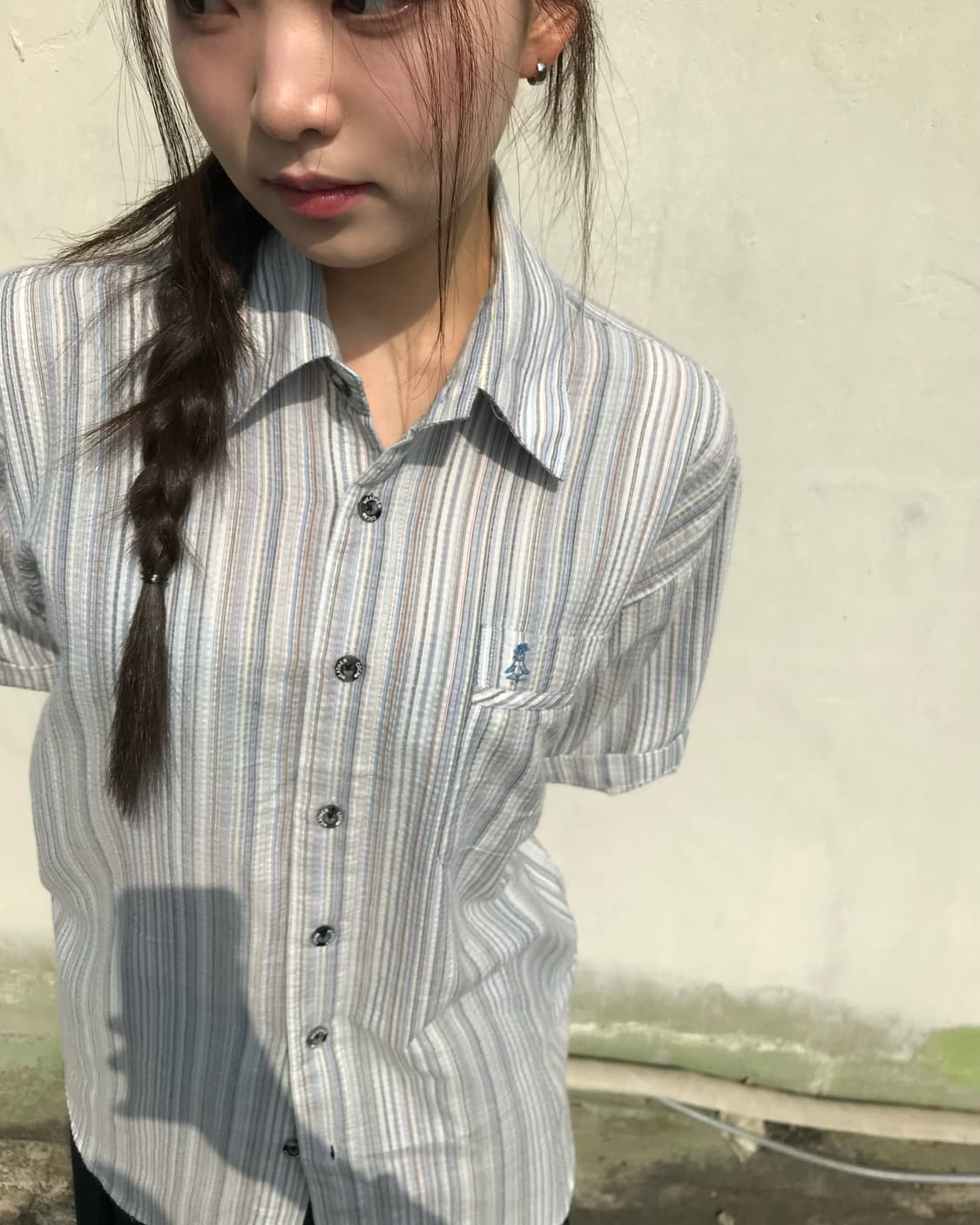 스트라이프 펭귄 포켓 셔츠 상품이미지1