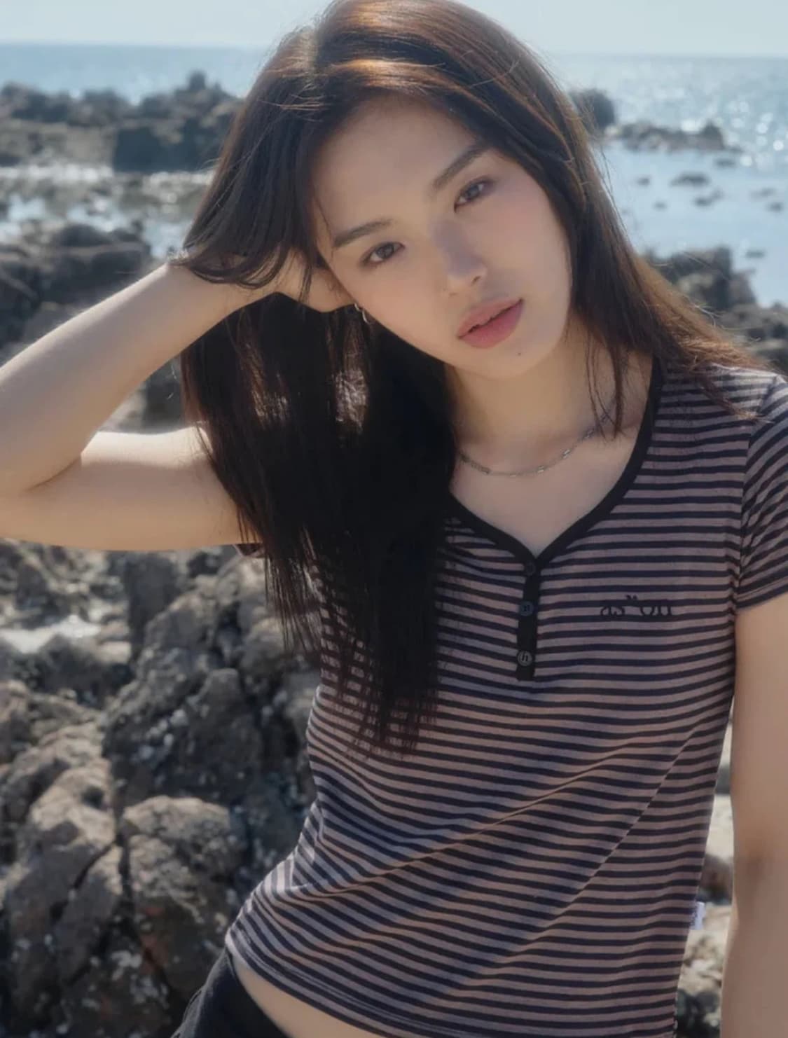 애즈온 캔디 스트라이프 티 블랙 상품이미지1
