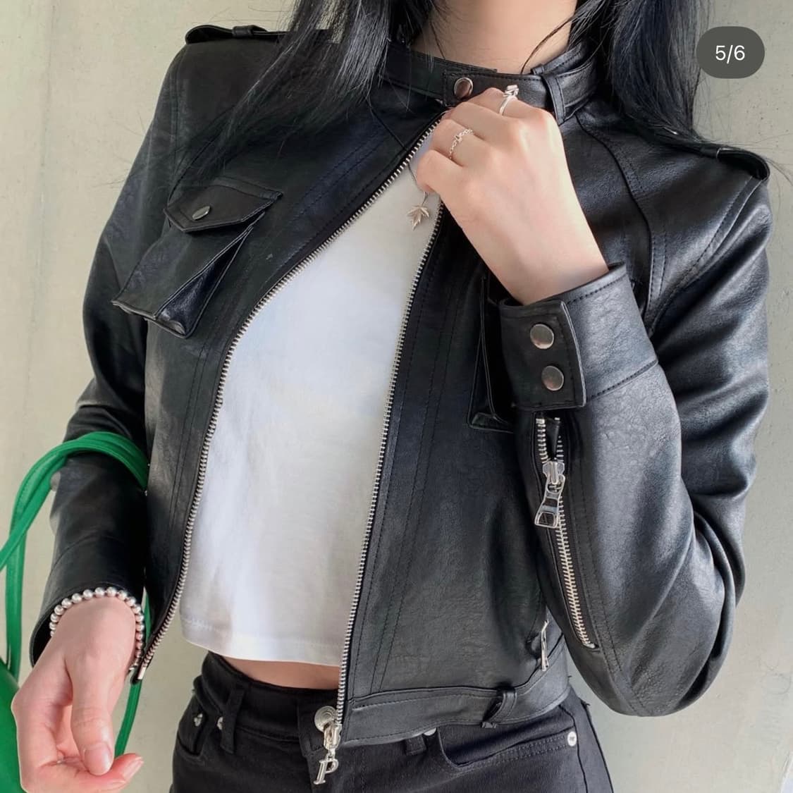 페일제이드 모토 레이서 레더 자켓 블랙 상품이미지3