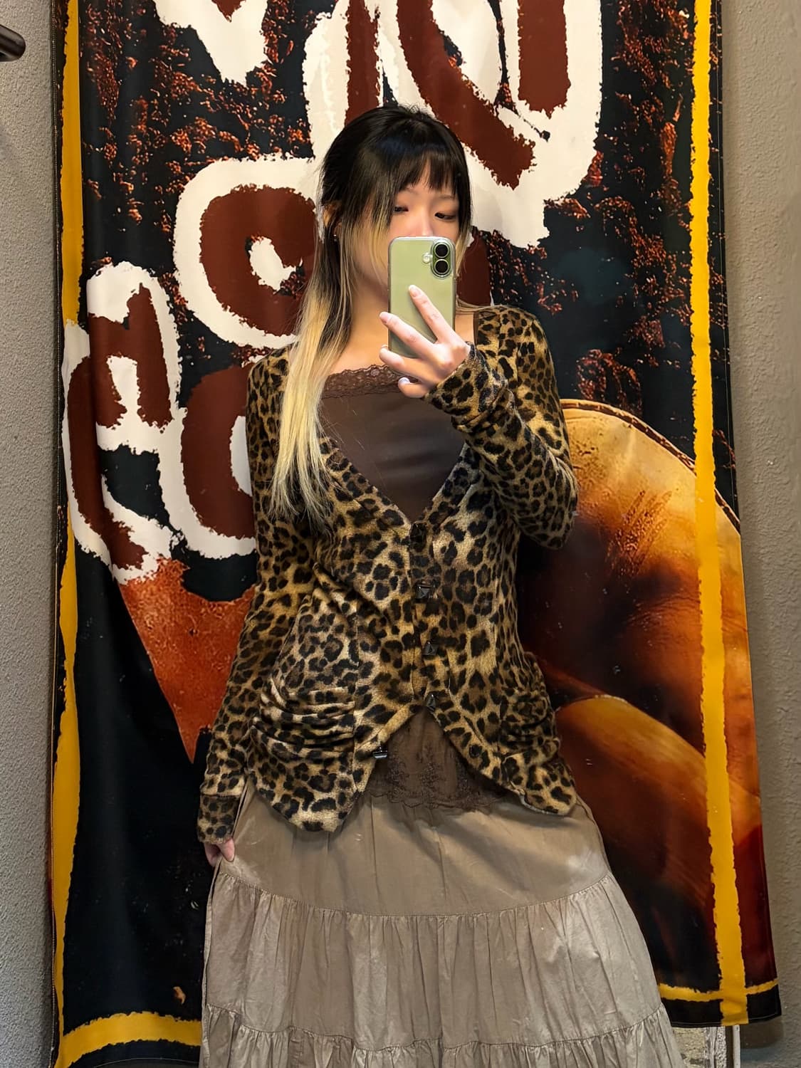 빈티지 레오파드 셔링 가디건 상품이미지4