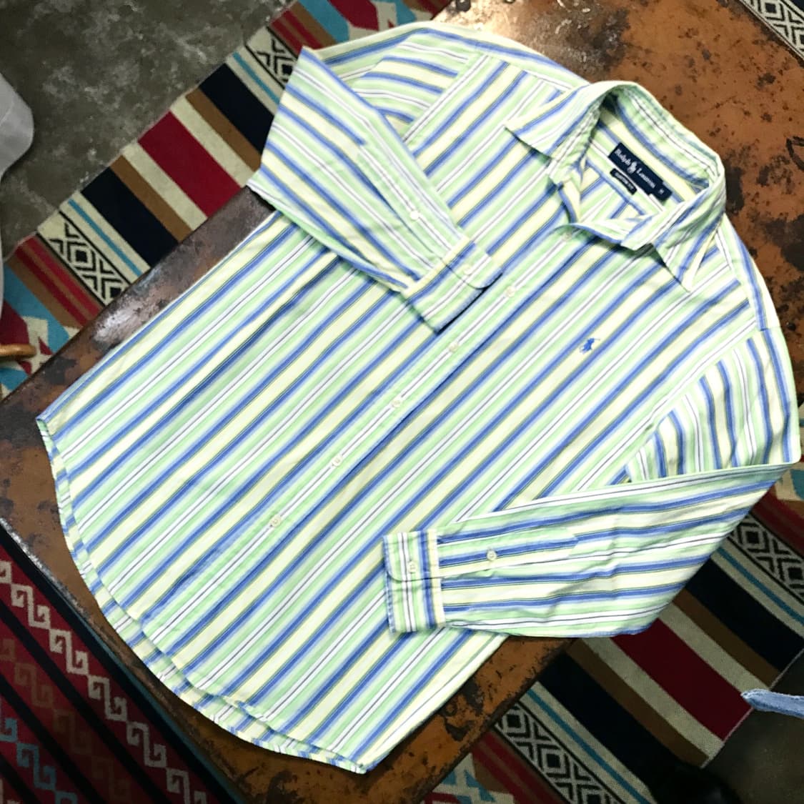 폴로랄프로렌 라이트 그린 스트라이프 코튼 셔츠 남성 105 사이즈 상품이미지2
