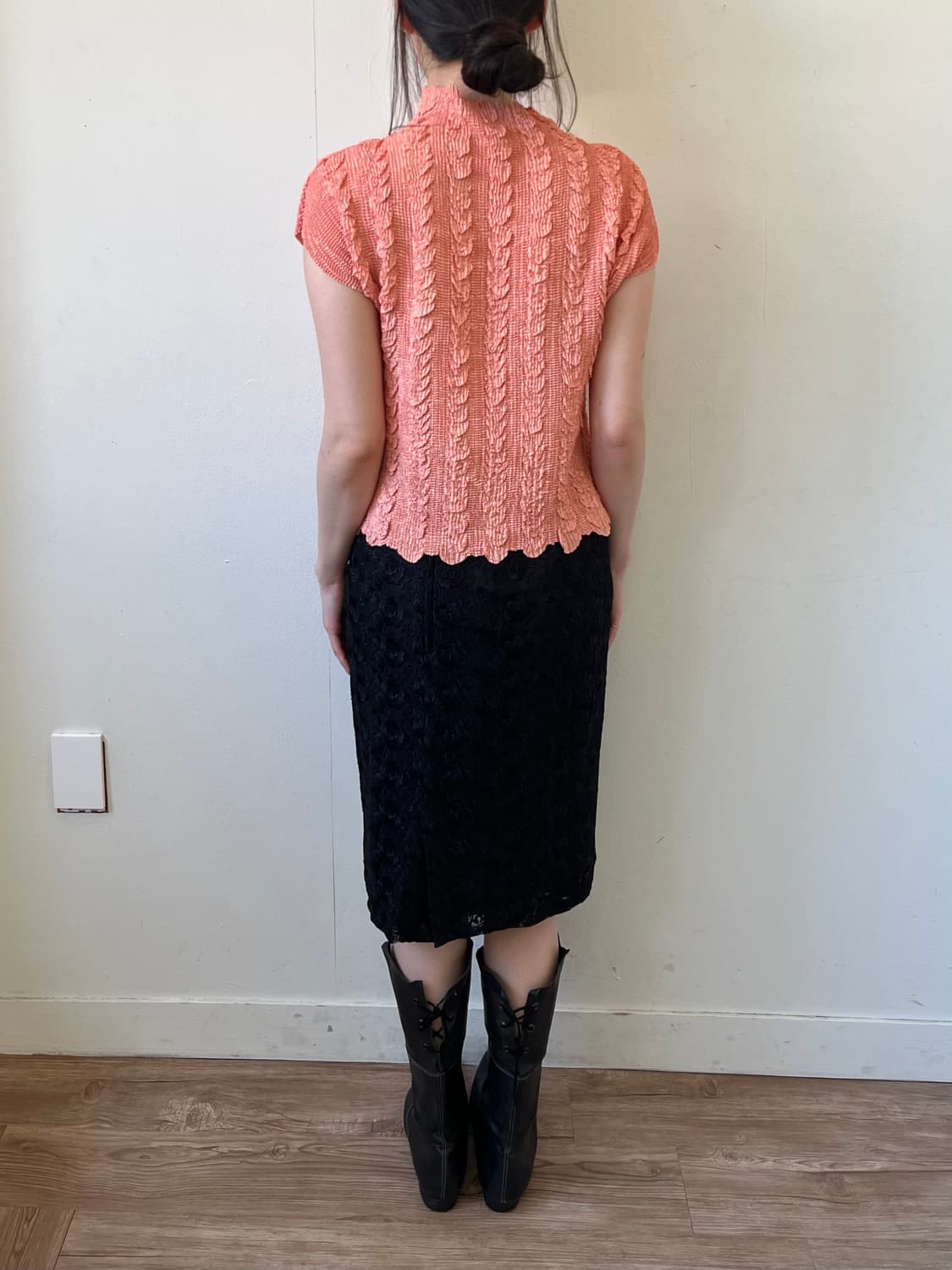 Jurei 플라워 블랙 미디스커트 상품이미지10