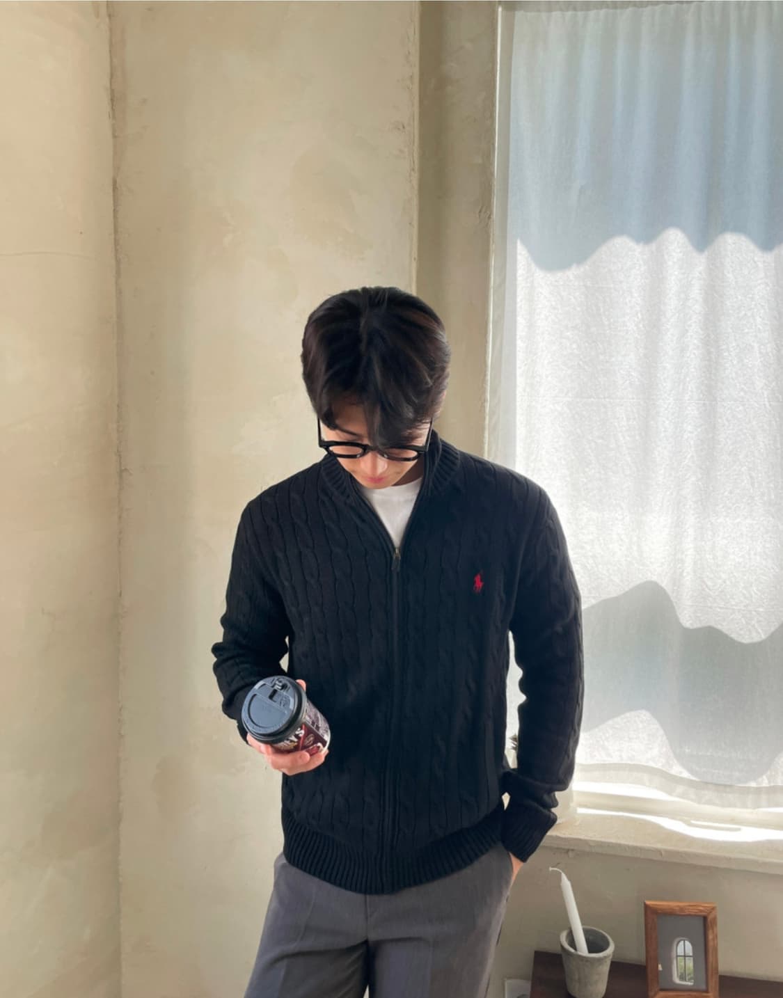 폴로 꽈배기 풀집업 블랙 XL 상품이미지4