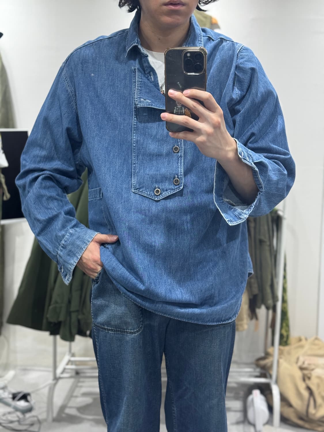빈티지 미국 데님 웨스턴 스목 셔츠 (L) 상품이미지7
