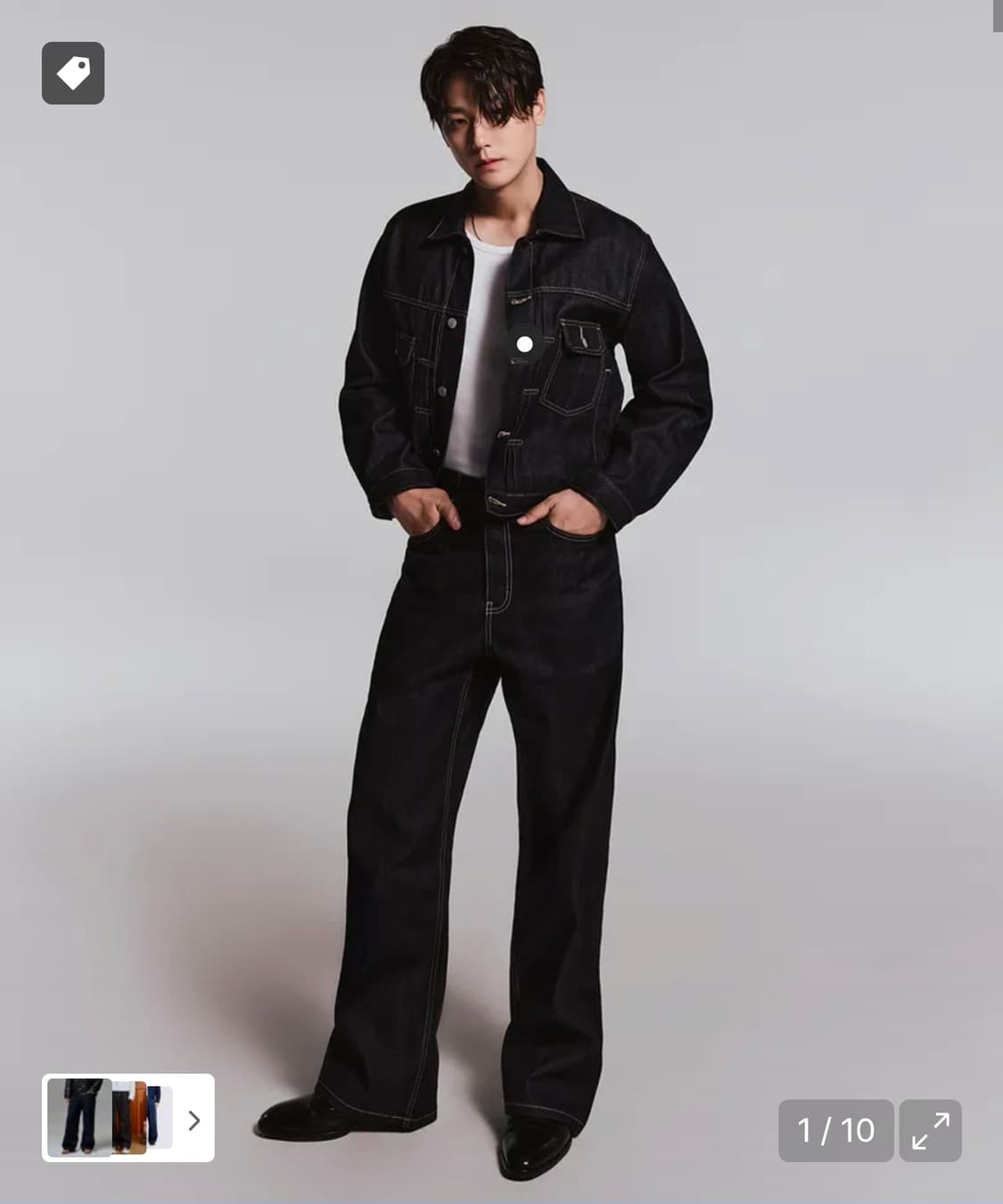 무신사스탠다드 셀비지 와이드 데님팬츠 딥인디고 31 새상품 상품이미지2