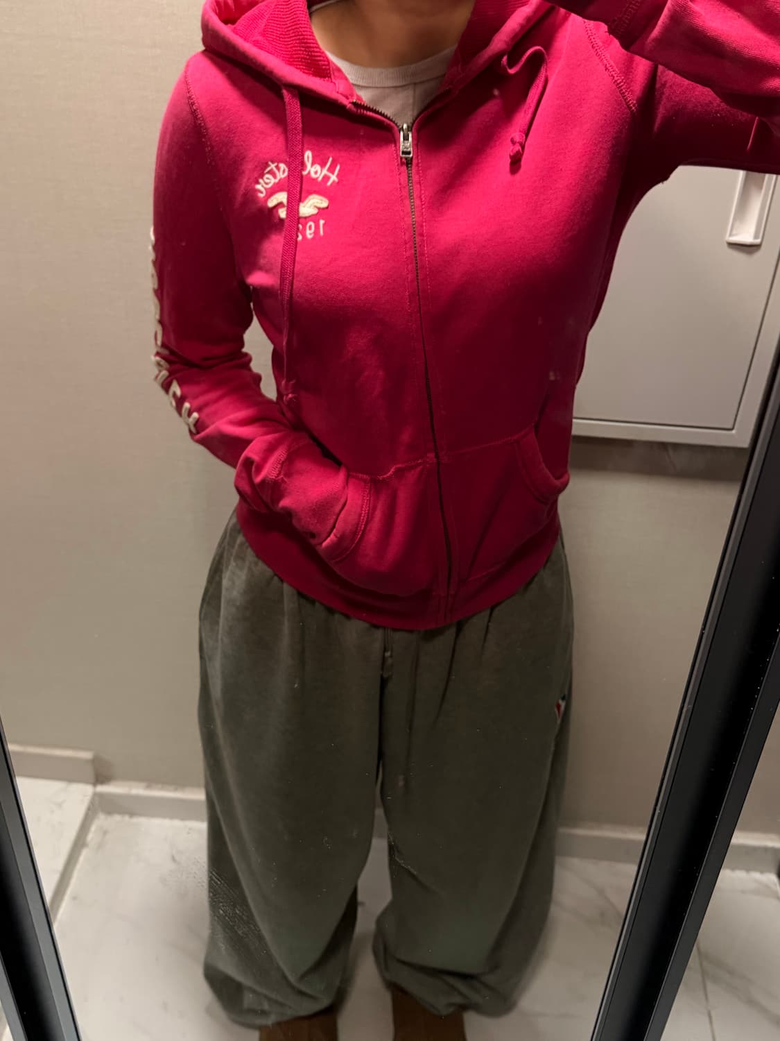 홀리스터 핑크 후드집업 m 상품이미지1