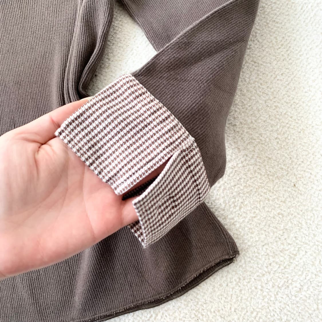 초코 하운드체크 ♥ 골지 7부 탑 상품이미지2