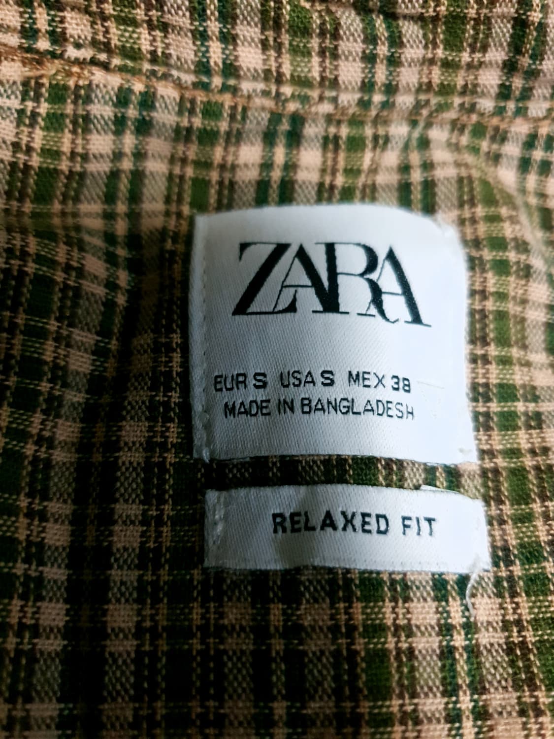 (빈티지) 자라 릴렉스드핏 클래식 체크 패브릭 셔츠 자켓 브라운 (S) 상품이미지4