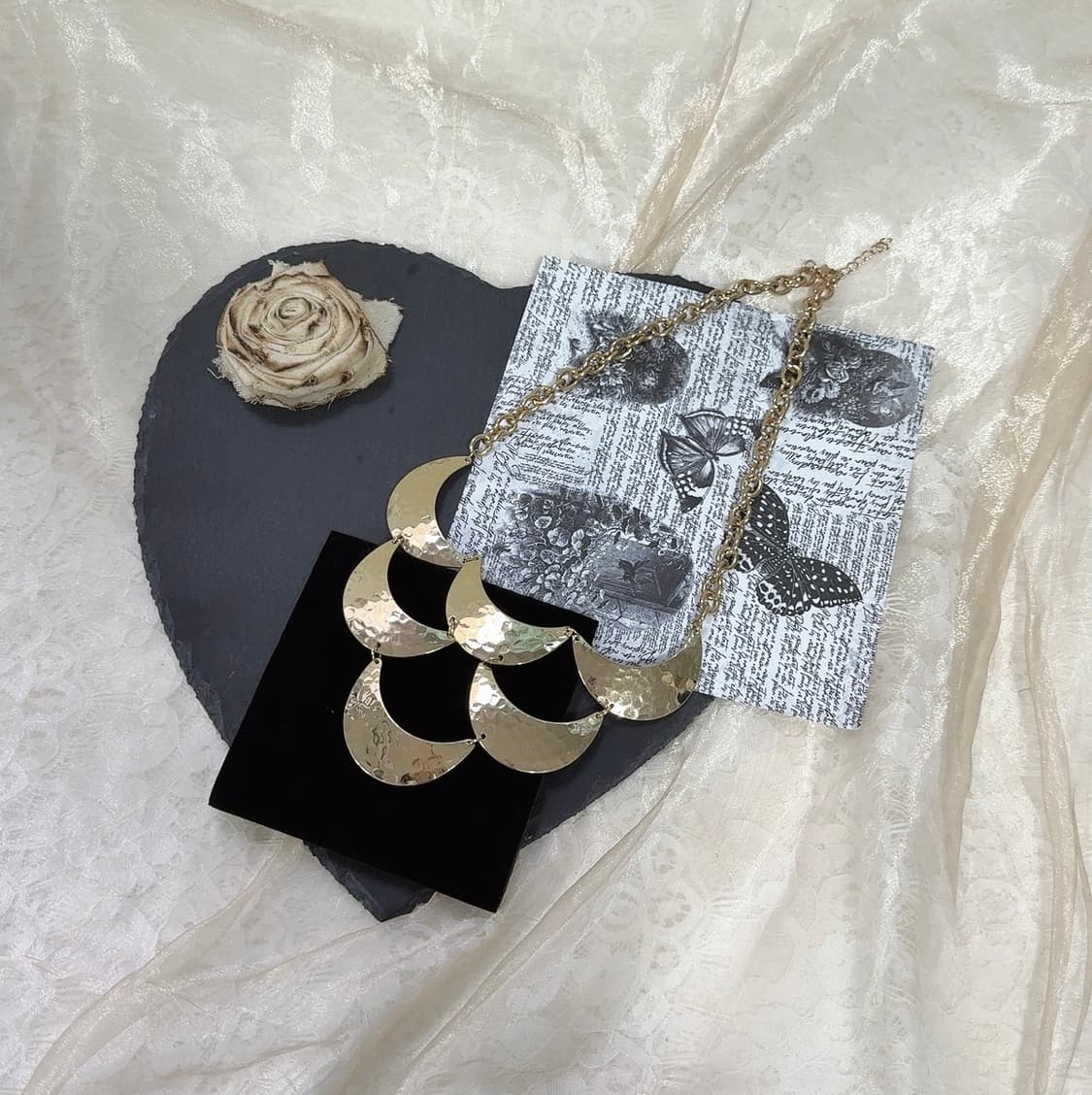 빈티지  해머링 미러 메탈 목걸이 상품이미지2