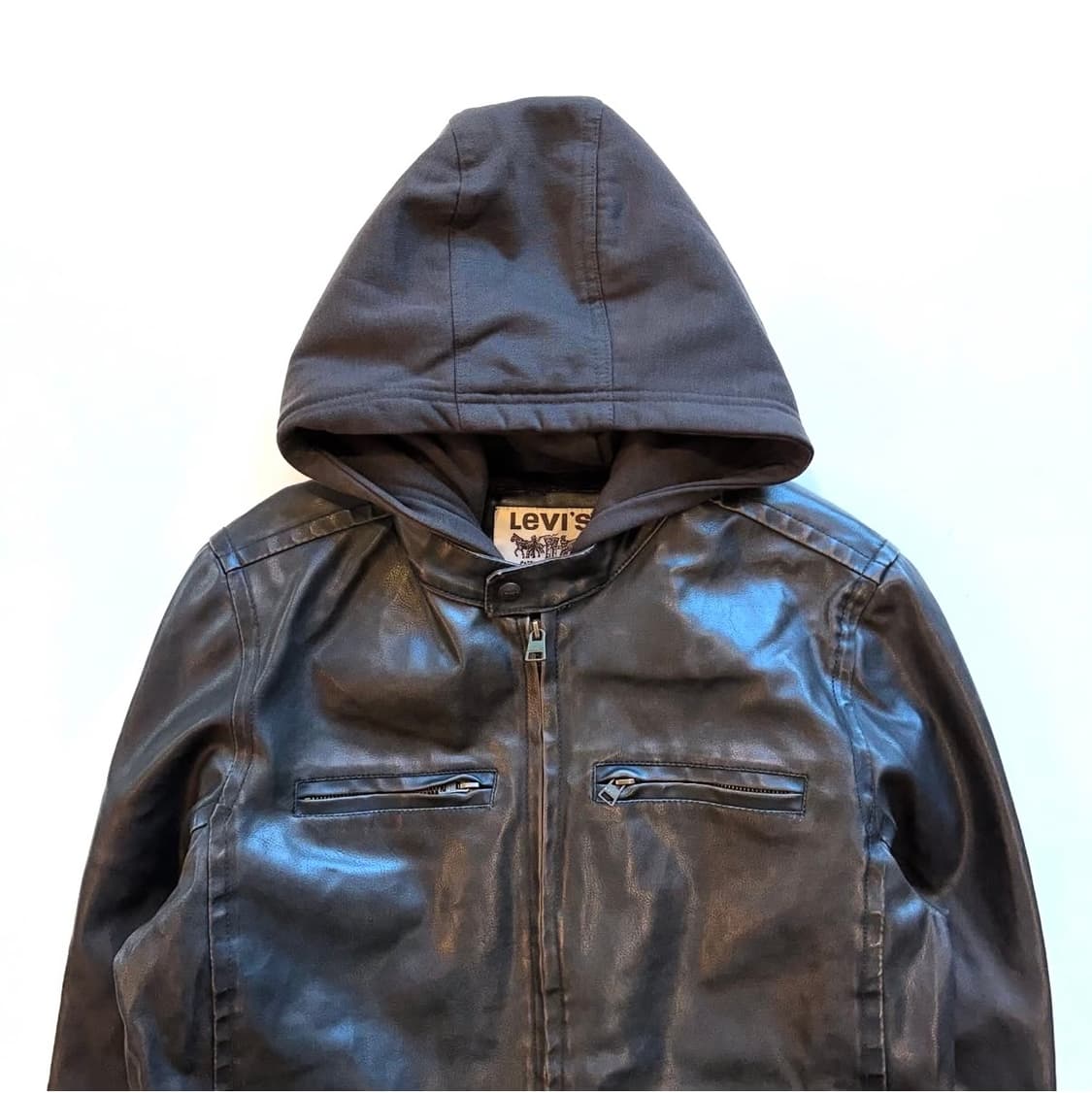 리바이스 후드 레더 바이커 자켓 상품이미지1