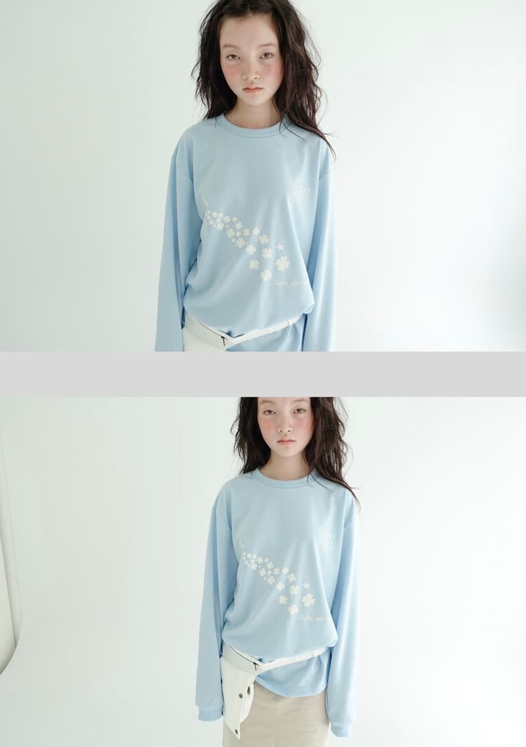 샵페어리 럭키 스쿼드 롱 탑 롱슬리브 블루 상품이미지2