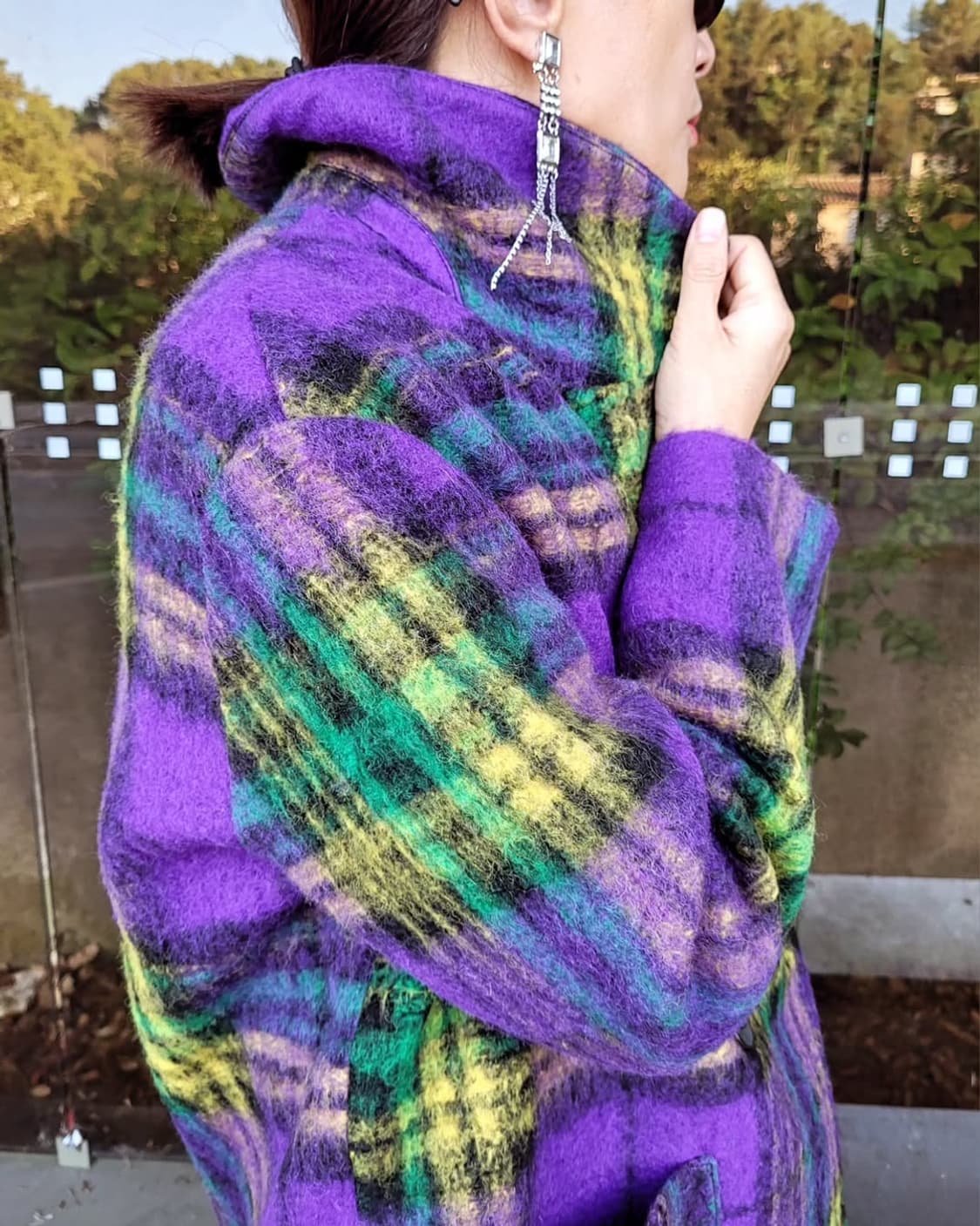 프랑스 브랜드 promod 보라 체크 울코트 상품이미지5