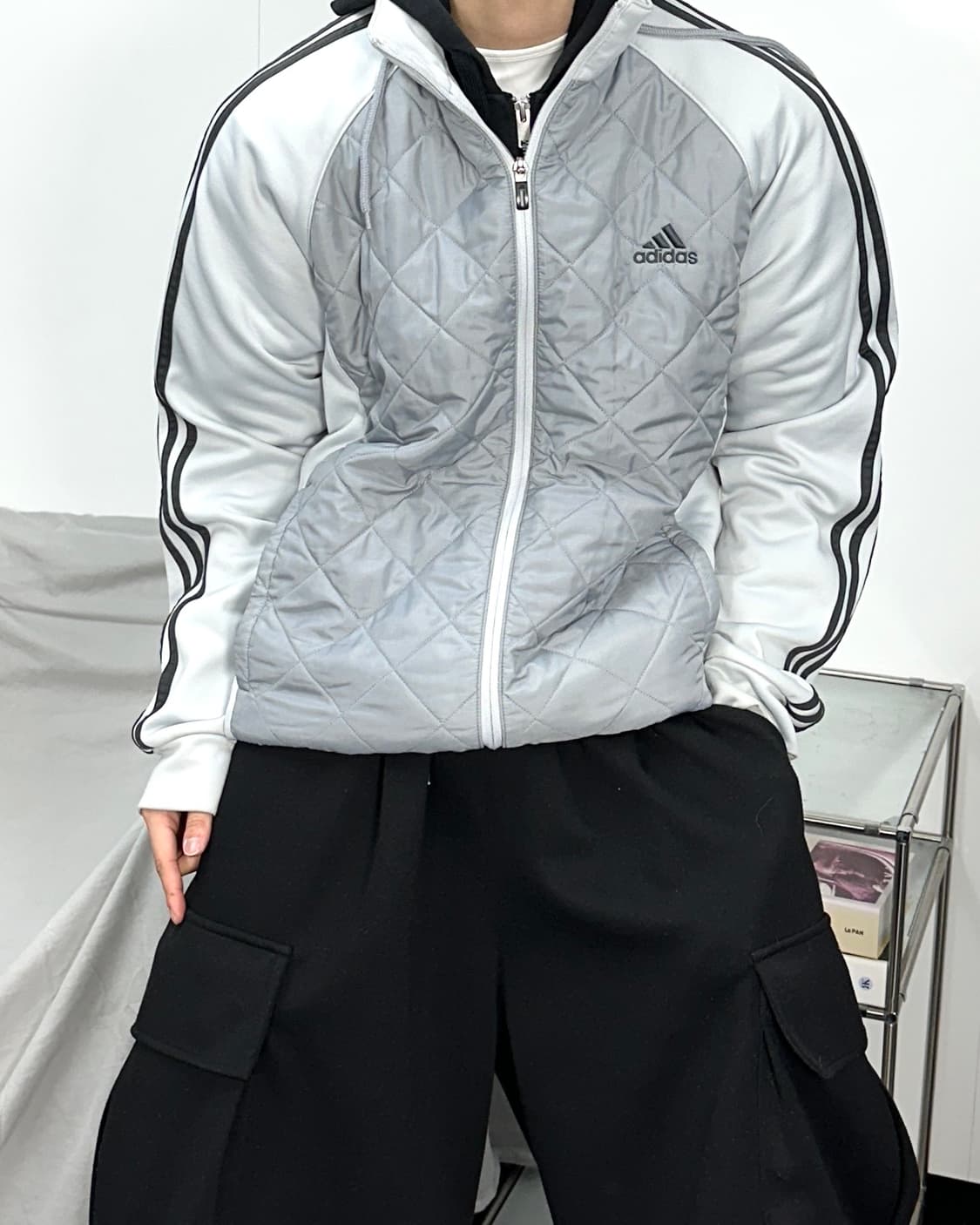 아디다스 그레이 누빔 퀄팅 트랙탑 자켓 XL 상품이미지2