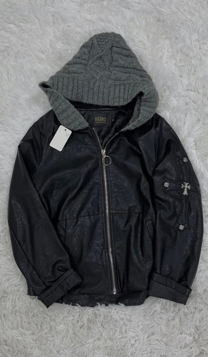 리피나 후드 레더 자켓 상품이미지5