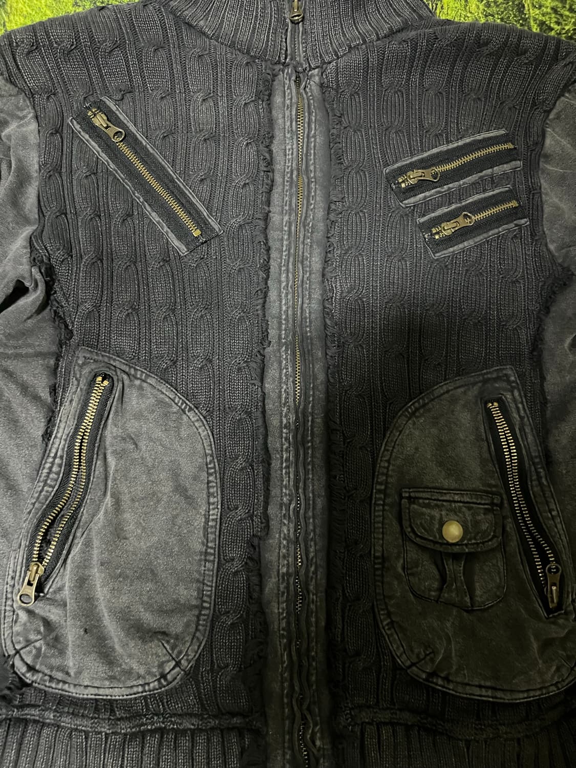 빔즈 그런지 니트 믹스드 후드집업 상품이미지2