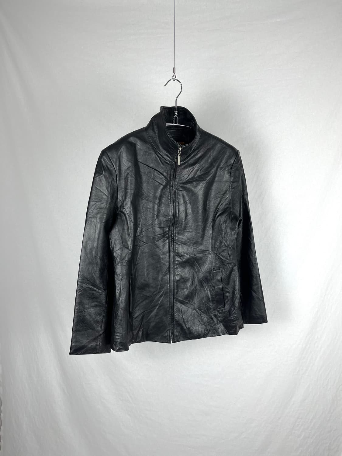 Vintage 양가죽 하이넥 레더자켓 상품이미지1